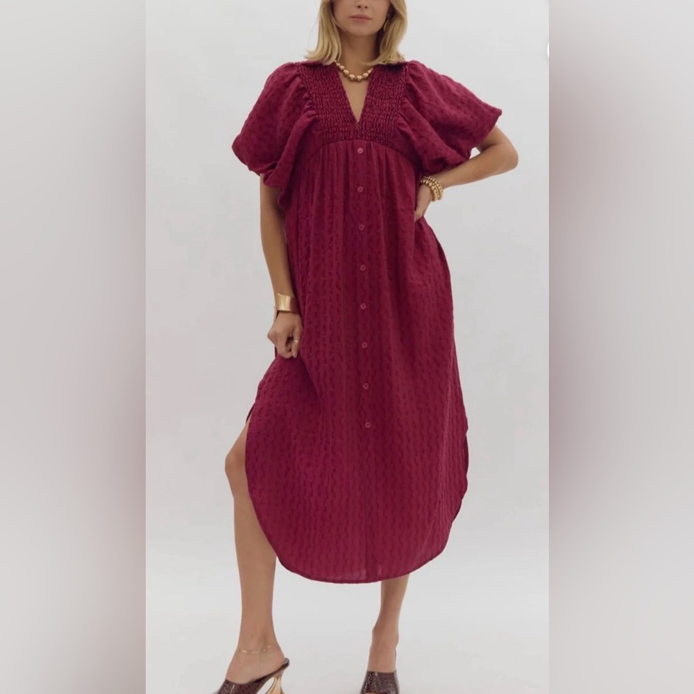 Entro Burgundy Midi Dress